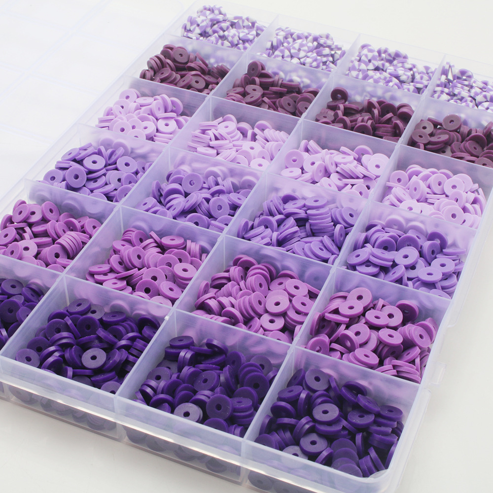 软陶片串珠渐变单色6mm 饰品DIY手链项链饰品配件24格软陶片盒装详情4