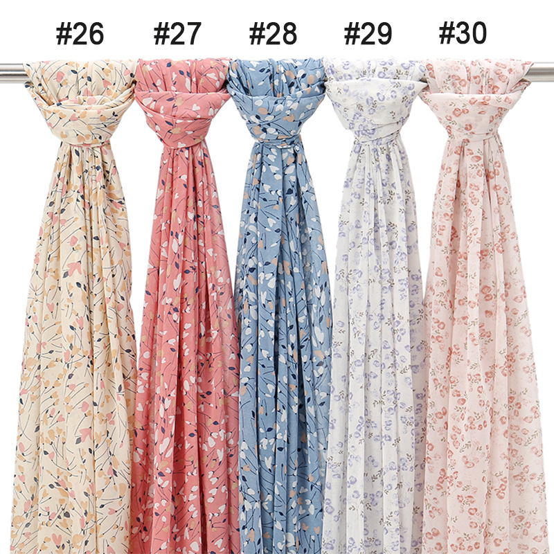 马来西亚新款女士包头长巾小碎花珍珠雪纺防晒披肩穆斯林包头纱巾详情18