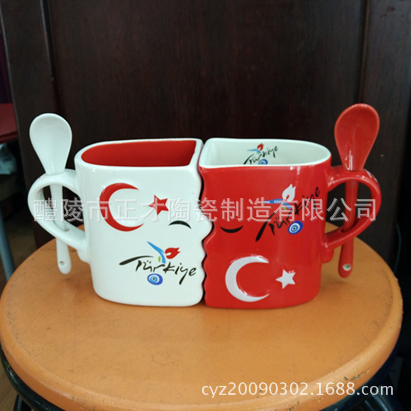 Stock ceramic couple cups, stock ceramic cups, promotional gift cups for mall activities pic 3