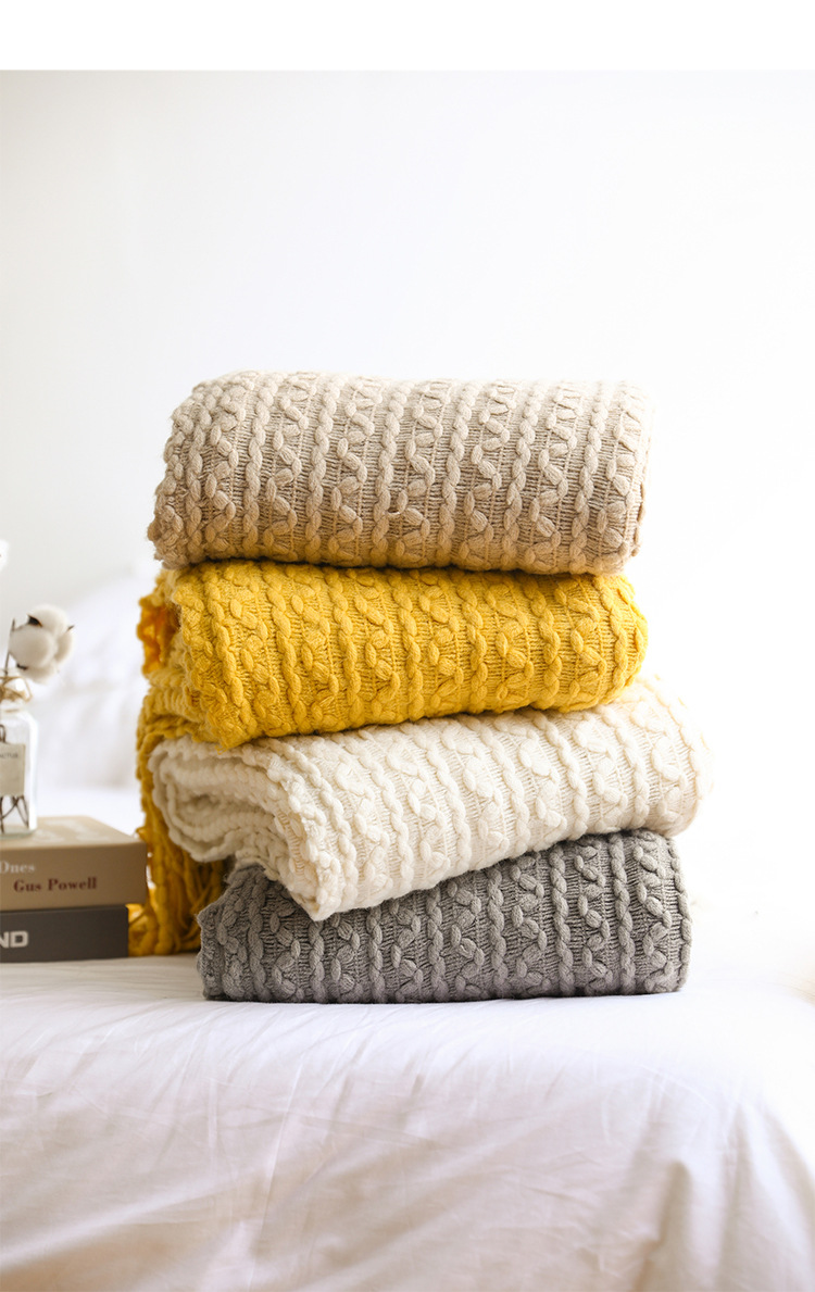 Sofa blanket, knitted blanket, Nordic sofa towel, cover fabric, fringed woolen blanket, air conditioning blanket, nap blanket, pillowbed blanket pic 31