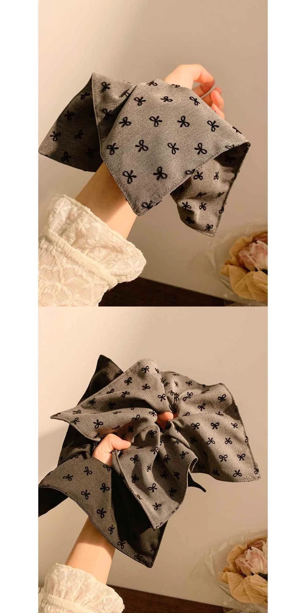 蕾丝边方巾蝴蝶结大肠发圈网红2025新款高马尾头绳女生扎头发皮详情2