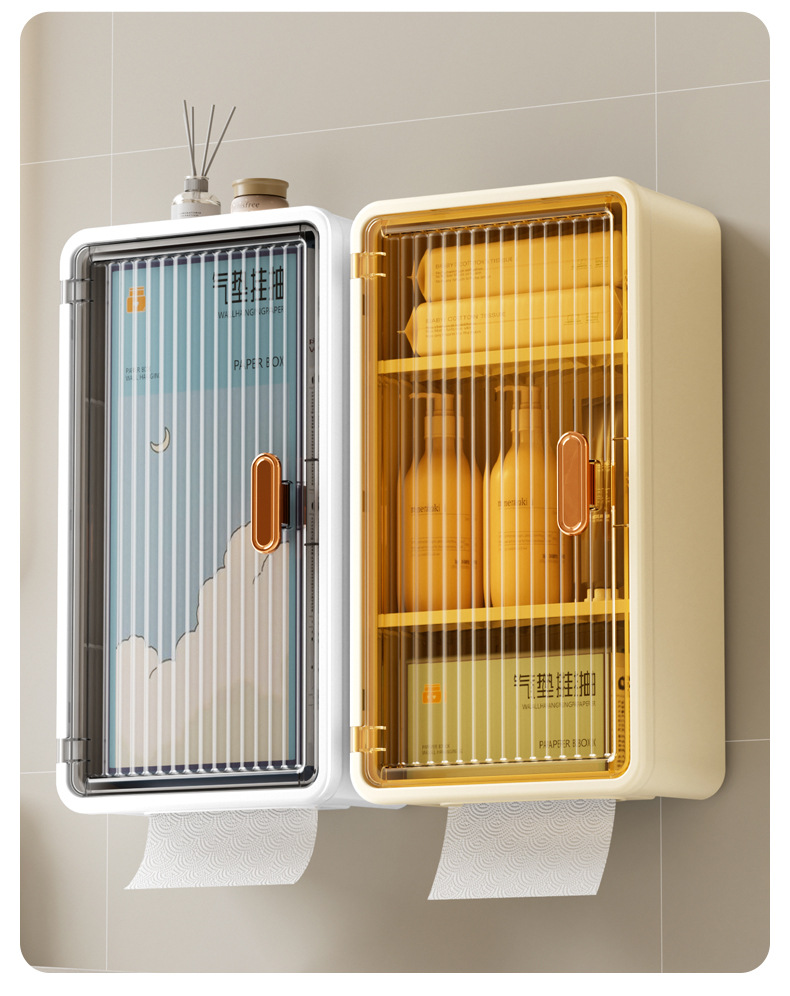 Non-perforated wall-mounted tissue box, transparent high appearance level storage rack, high-end storage box, simple large tissue box pic 15