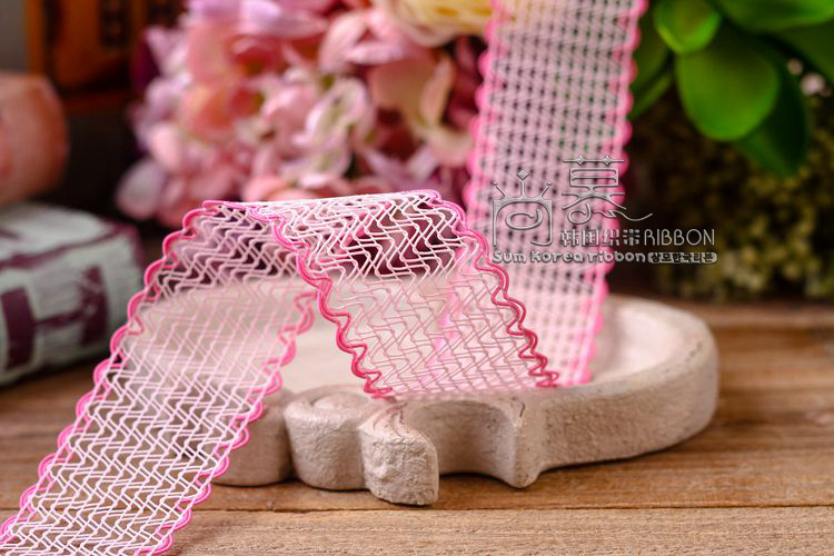 Korean hollowed-out snow gauze, colorful edge wavy mesh belt, bow hair accessory DIY material, hat hollowed-out belt pic 16