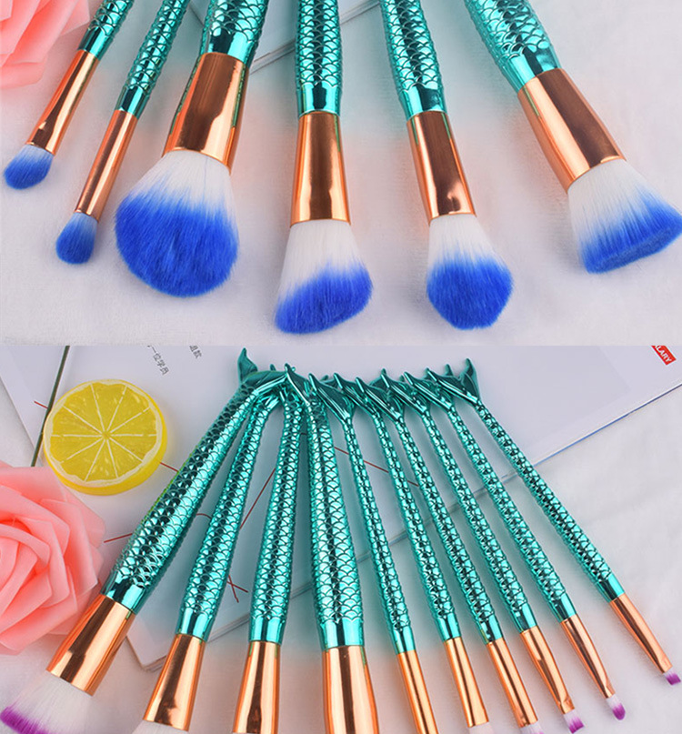 New gradient color 6-10 mermaid makeup Amazon bestseller blush and eyeshadow brush set beauty tools pic 9