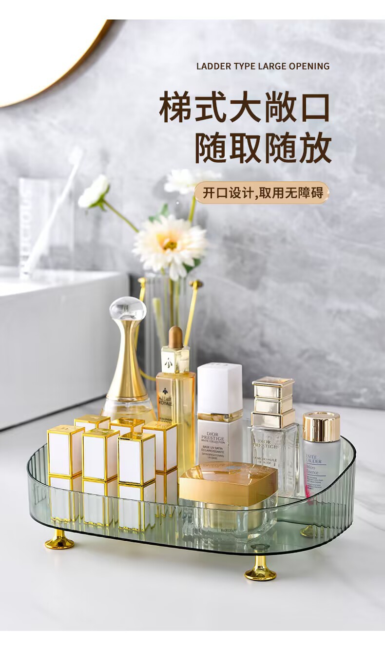 Light luxury desktop cosmetics storage box, dormitory skin care products shelf, dressing table organization box, lipstick and accessory storage pic 6