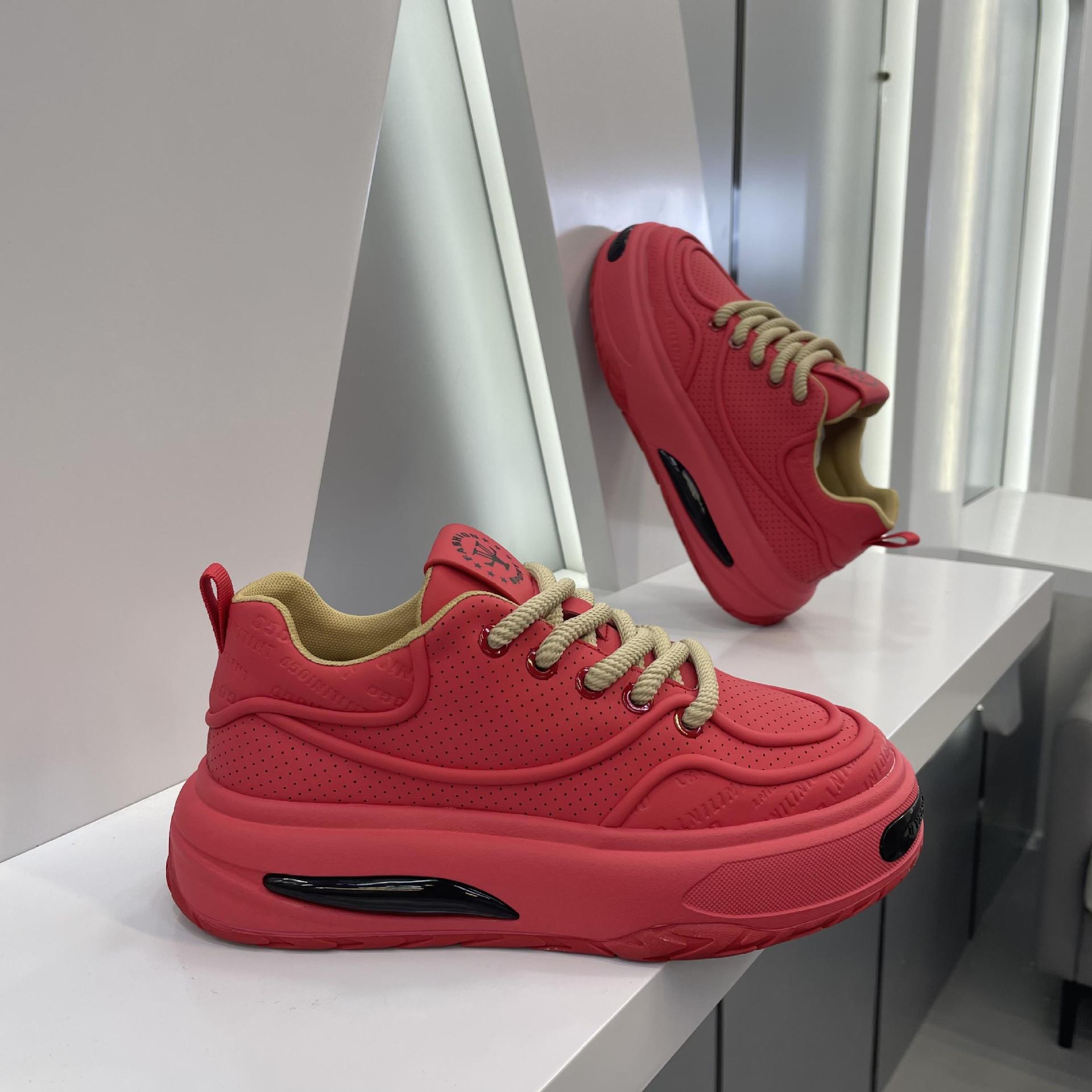 秋季新款男鞋系带低帮跑步鞋潮流鞋子增高印花时尚透气老爹鞋软底详情25