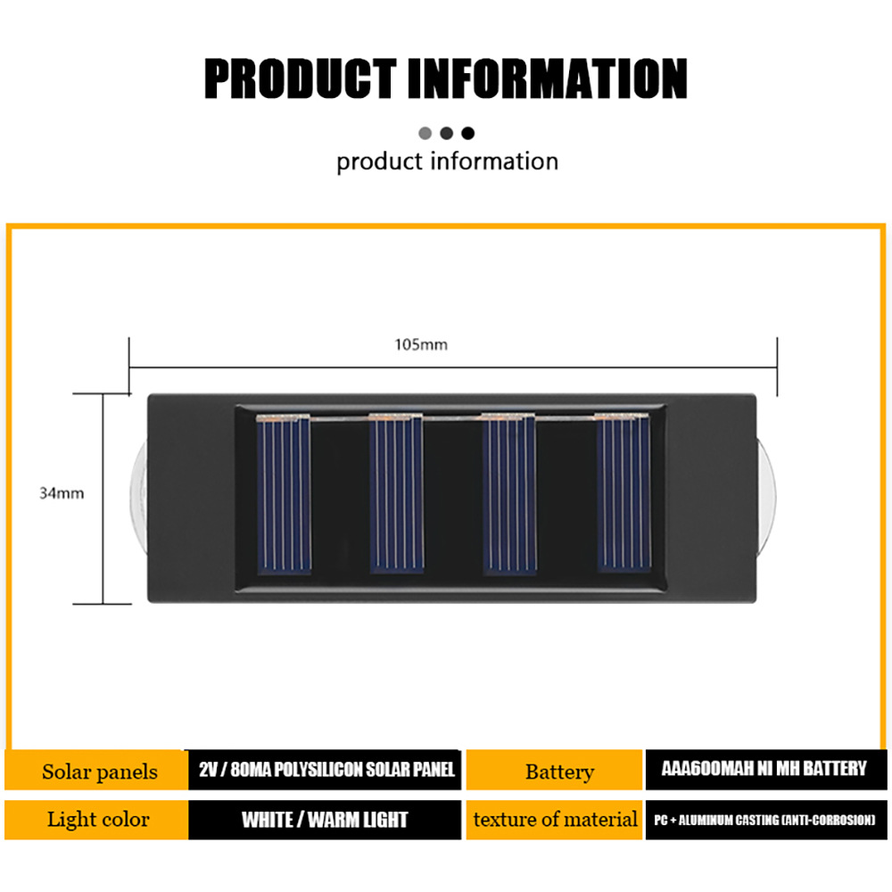 New type of top and bottom light-emitting, spliced solar wall lamp, outdoor courtyard, outdoor waterproof wall-washing lamp factory direct sales pic 1