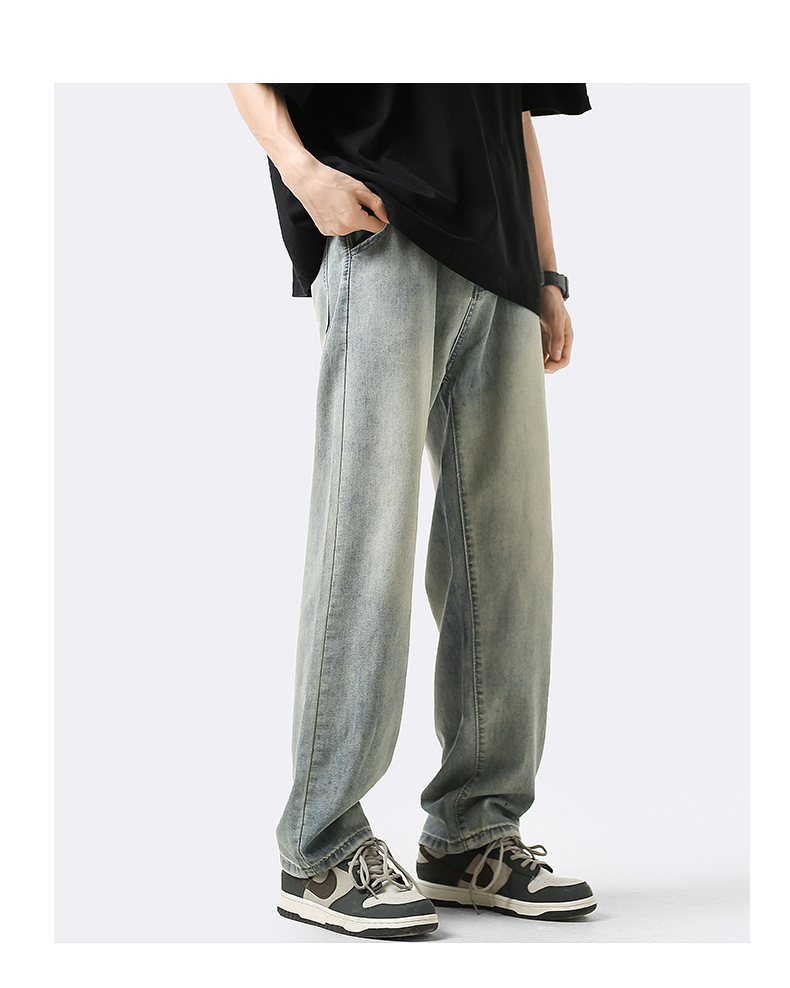 Guangzhou Xintang ultra-thin washed wide-leg elastic waist long pants for men and men, autumn, spring and summer, thin straight leg style pic 16