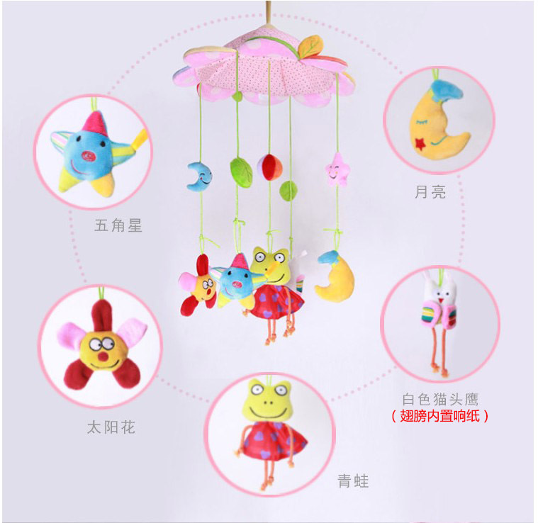Baby pink frog bed bell music rotating music box bed hanging headboard decorative bed bell.73 pic 8