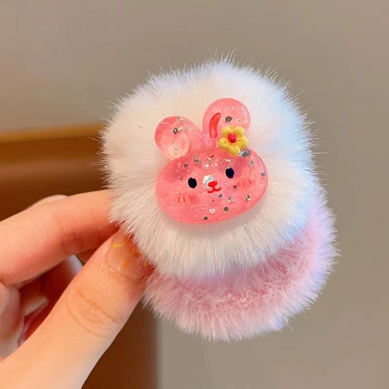 儿童毛绒皮筋女童彩色毛球卡通高弹力发圈小女孩不伤发扎丸子头绳详情12