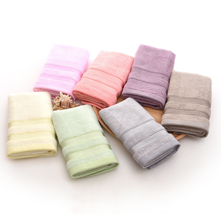 Wholesale of bamboo fiber double-segment towels, thickened household couple face towels, soft and absorbent multi-color towels for hair delivery pic 30