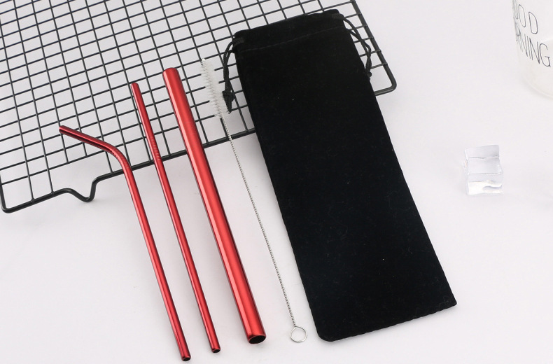 Food-grade 304 stainless steel straw set, coffee and milk tea straw, long stirring straw, custom logo stainless steel straw sleeve, straw brush with fabric bag, eco-friendly straw set pic 10