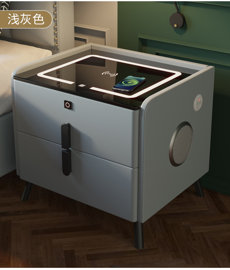 20362  智能床头柜简约现代多功能无线充电床边柜卧室轻奢意式网红储物柜详情16