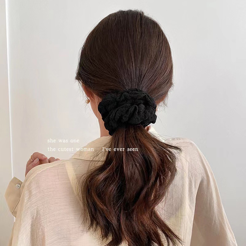 New solid color bubble wrinkle soft large intestine hair band Korean style simple pleated retro Internet celebrity all-in-one fat intestine band for women pic 25