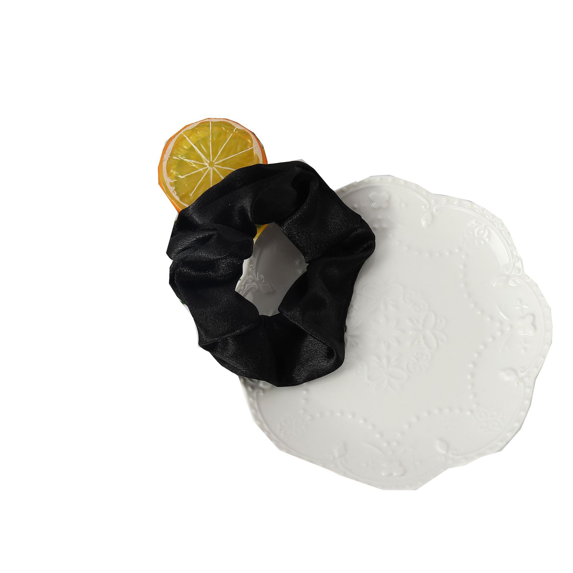 Cross-border solid-color crystal satin hair tie, elegant headwear, simple hair tie, hair accessory, small hair band, large fat intestine hair band pic 35