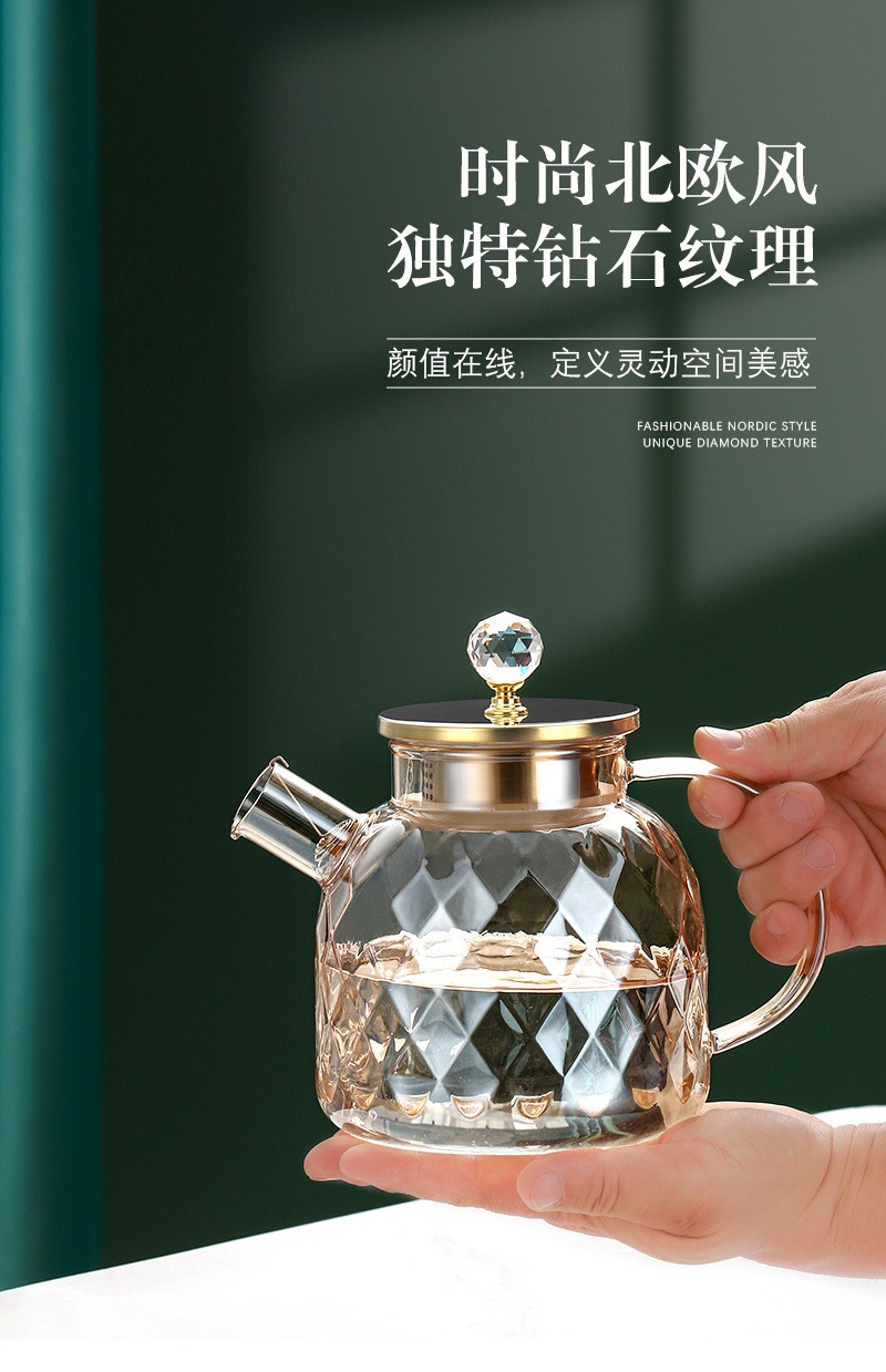 高硼硅玻璃杯子琥珀凉水壶家用大容量泡茶壶凉白开冷水壶茶壶套装详情6