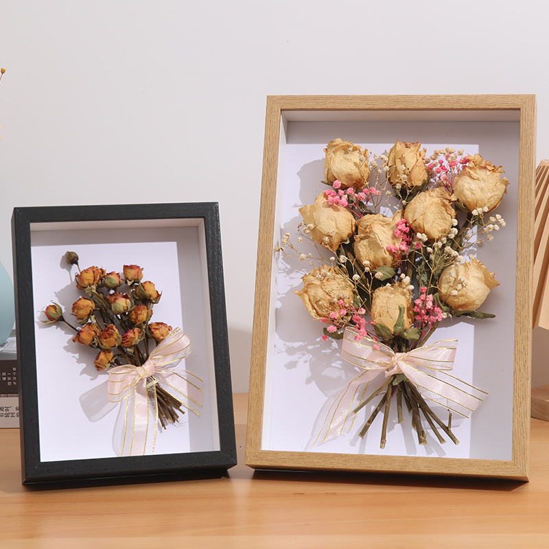 Hollow three-dimensional photo frame, 6-inch photo frame wholesale, wooden picture frame, DIY, dried flower photo frame, A4 wall-mounted photo frame display table pic 3
