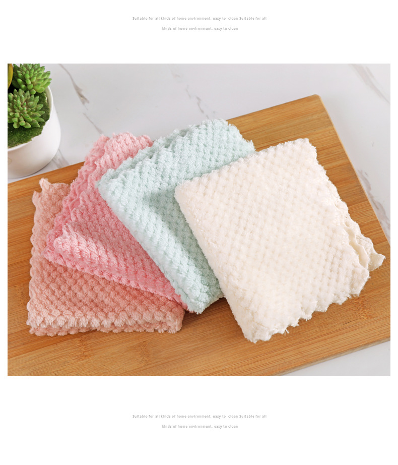 Factory direct sales [5 items] Teak solid color lazy dishcloths, household cleaning products, thickened kitchen cloths pic 14