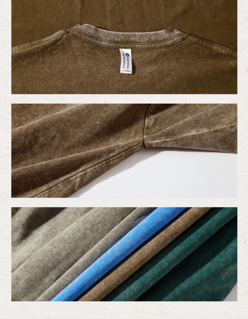 美式高街水洗做旧宽松纯棉男女夏季复古潮牌短袖 T 恤详情11