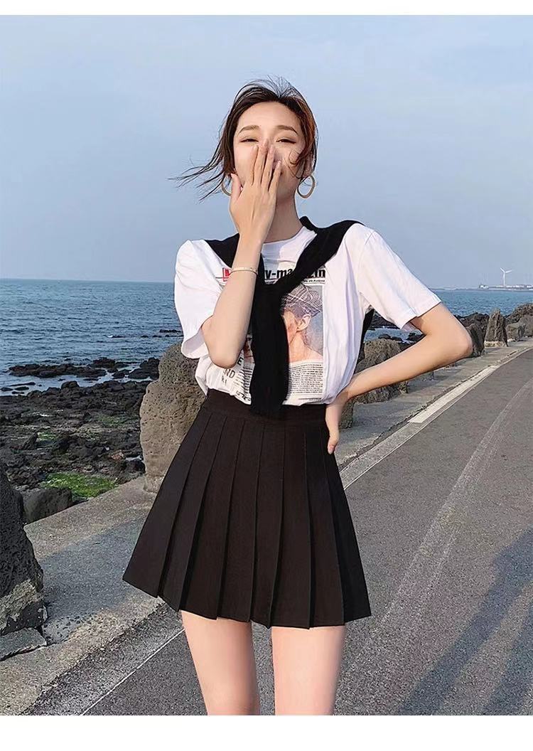 Pleated skirt 2023 new large-sized half skirt for women, JK skirt for spring and summer, all-roundable for chubby girls, high-waisted short skirt, A-line skirt pic 12