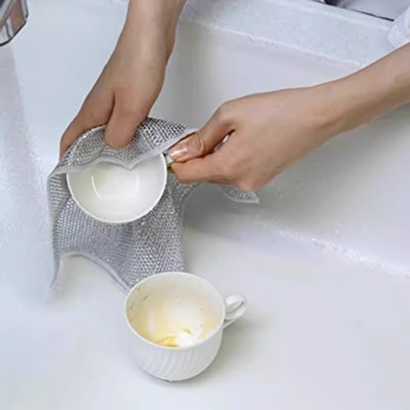 钢丝洗碗布日用清洁布网格不沾油抹布厨房灶台洗碗洗锅清洗布去污详情5
