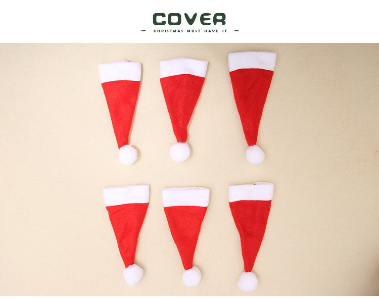 Christmas decorations, Christmas hats, non-woven fabric hats, Christmas hats, knife and fork covers, Christmas wine bottle decorations pic 3