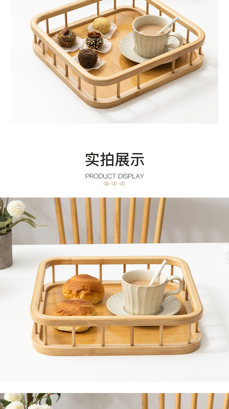Bamboo tray, round, simple Chinese style, home, hotel, restaurant afternoon tea tray, bamboo pattern board fruit basket tray wholesale pic 5