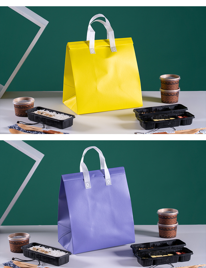 Wholesale and customization of non-woven fabric insulated bags, milk tea takeout packaging bags, catering bags, laminated non-woven fabric bags, handbags pic 14