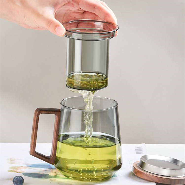 办公玻璃灵空三件杯带竹盖茶水分离花茶泡茶杯侧木把玻璃喝茶杯详情3