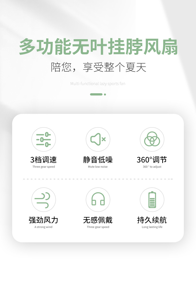 跨境新款懒人无叶挂脖风扇 可收纳usb迷你便携小风扇无叶风扇854详情4