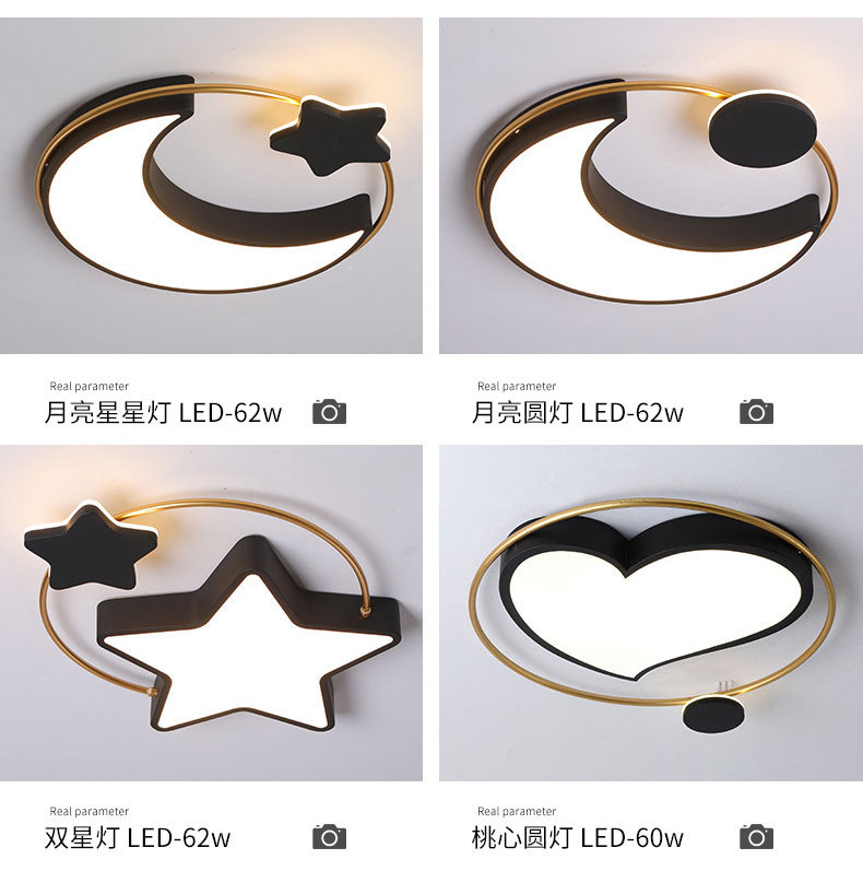 Nordic slim LED techo luz influyente simple dormitorio moderno habitación de los niños iluminación de la habitación de la luna estrella amor estudio lámpara pic 11