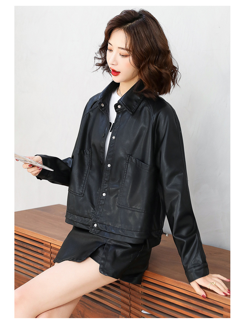 2022年新款春秋小皮衣女外套短款机车服韩版修身长袖pu皮夹克详情13