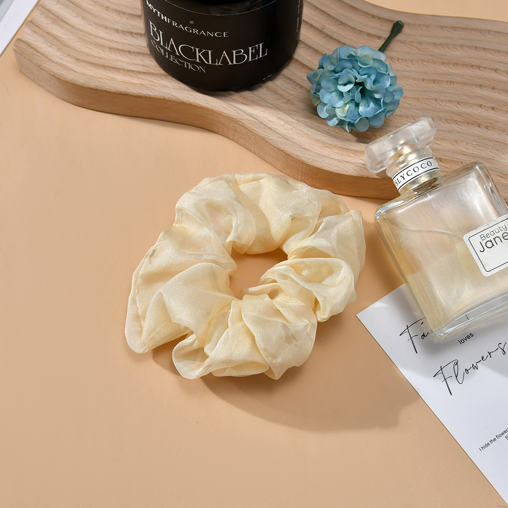 2023年新款大号纯色雪纺大肠发圈欧美女简约款扎头发皮筋厂家直供详情6