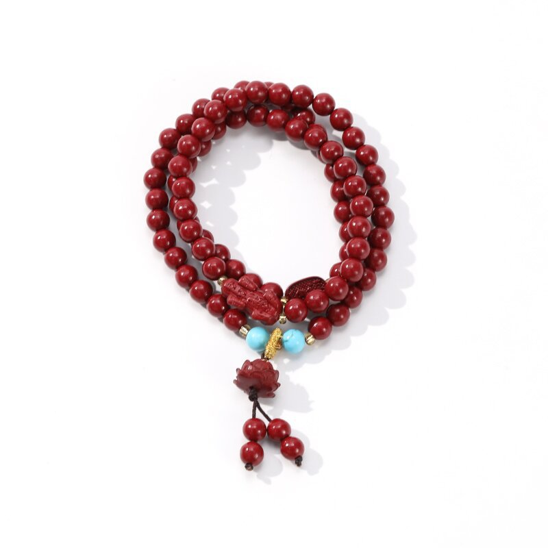 新中式朱砂手链招财电镀貔貅多圈手链幸运莲花手饰女中国风设计详情5