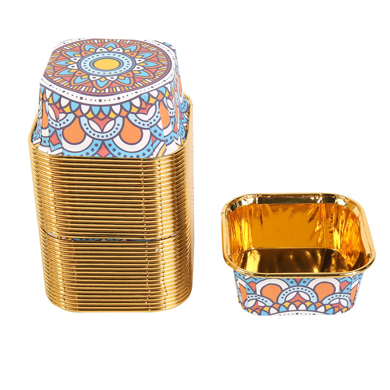 中东款蛋糕纸杯波西米亚风蛋糕纸单面金正方形蛋糕杯详情10