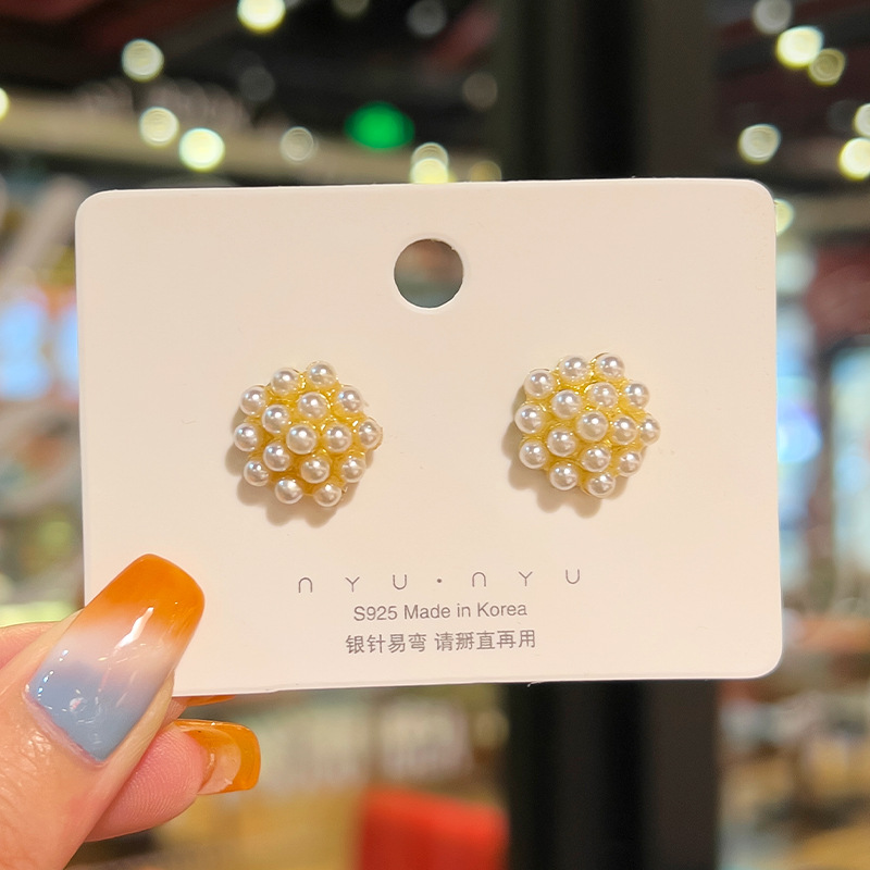 925银针珍珠耳钉高级感几何小巧气质耳饰女可爱镶钻个性耳骨钉详情8