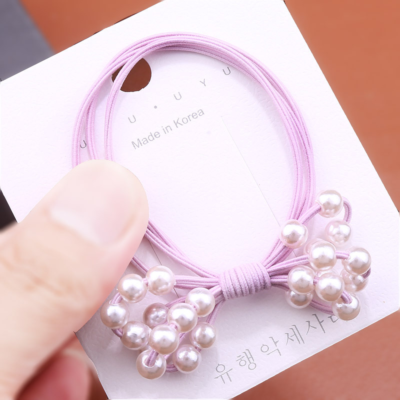 Korean macaron color series, 24 pearl hair ties, hand-strung beads, bow tie, rubber band, colorful hair band headwear pic 6