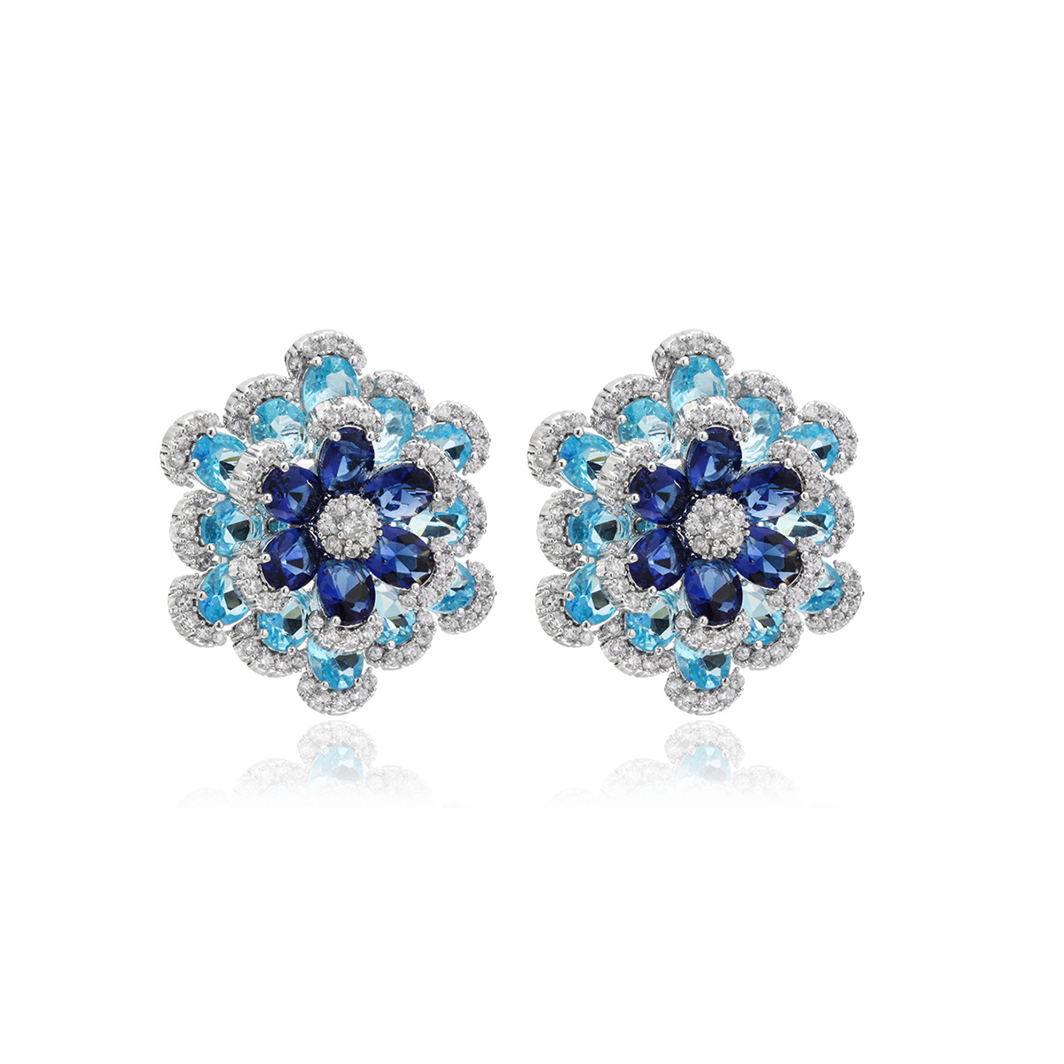 耳钉锆石花朵精致高级轻奢耳饰日常通勤厂家批发纯铜镀金S925针详情4