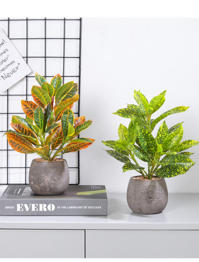 Nordic ins artificial green plant potted cement pot ornaments, living room and office desktop decoration artificial plant bonsai pic 5