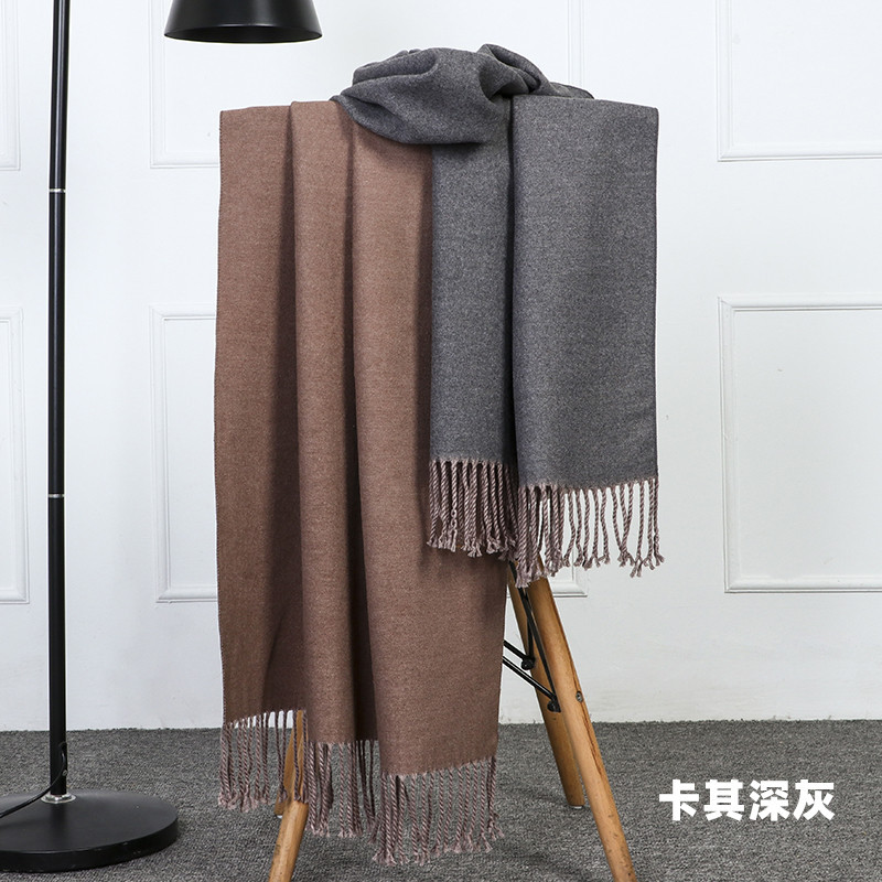 Double-sided scarf for women in autumn and winter 2023, thickened and warm shawl, cashmere scarf for men in winter, wool scarf pic 33