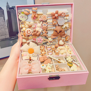 儿童发饰礼盒套装小皮筋皇冠头饰发夹小公主发绳女孩首饰品收纳盒详情16