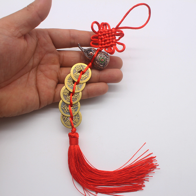 Cinnabar Fulu frosted gold gourd pendant, painted bagua metal gourd pendant, black copper five-emperor coin gourd pendant pic 27