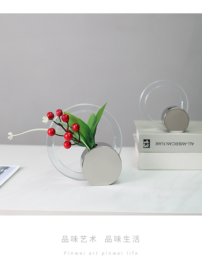 Modern light luxury crystal vases, wine cabinets, model rooms, sales offices, coffee table decorations, living room dining table decorations, model room decorations, tabletop ornaments pic 45