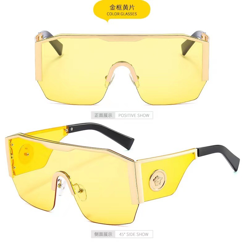 European and American fashionable one-piece glasses for men and women, large-framed sunglasses for street snaps, wide-leg anti-ultraviolet head glasses pic 11