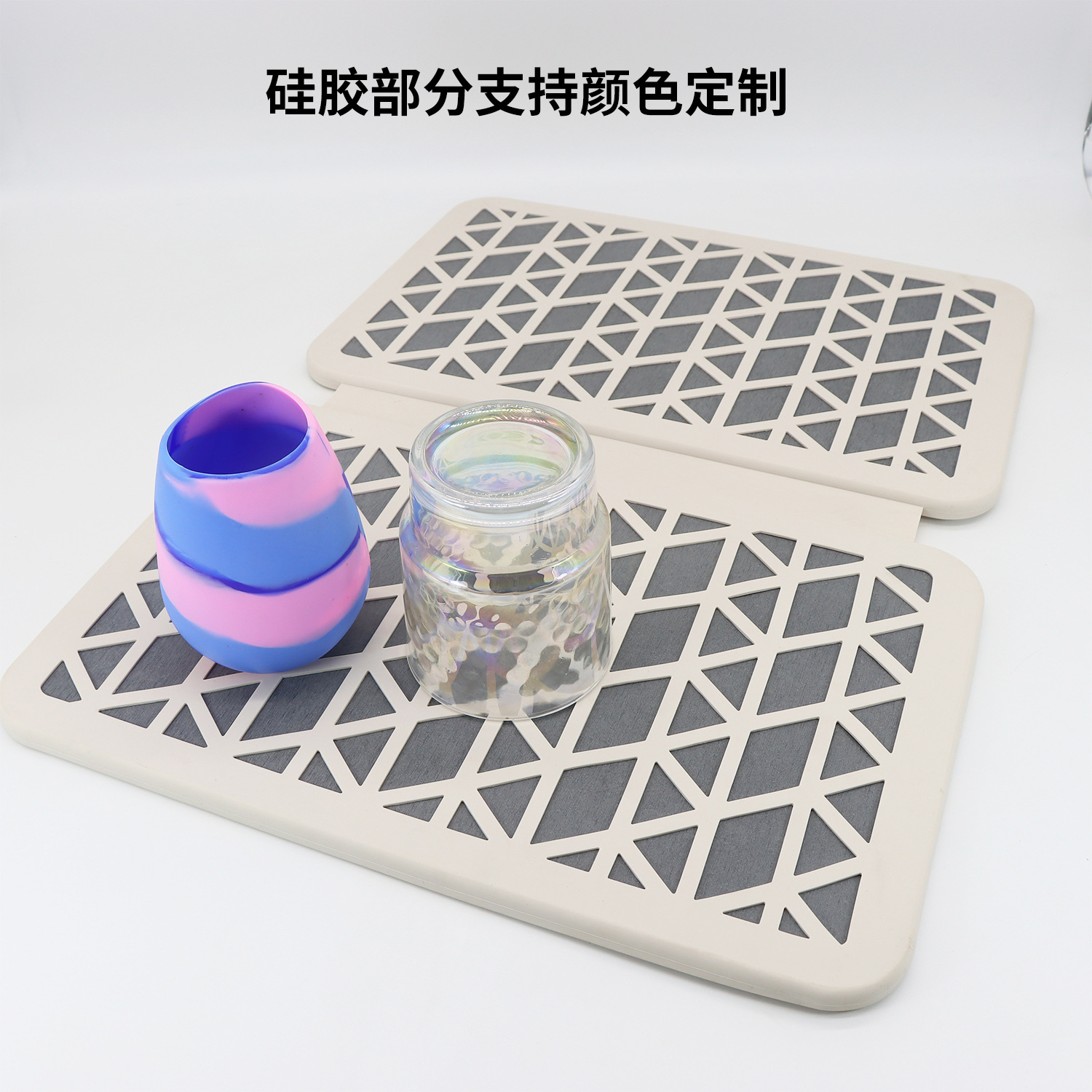 HYTSOW/ Huiyuan kitchen drying mat: Modern, fashionable, creative, simple and elegant, high-end dining mat, square silicone draining mat, diatomite quick-drying, gray diatom mud absorbent mat pic 18