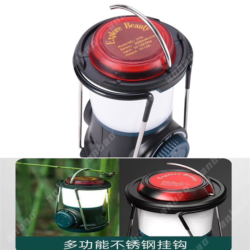 USB charging retro camping light, portable tent light, outdoor emergency light, campsite hand-held light, fishing light pic 3