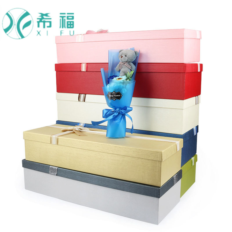 High-end rectangular classic cross-bow ribbon flower gift box set, a consumables manufacturer for flower shops pic 2