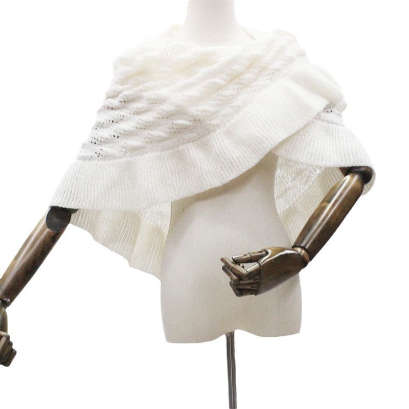 复古国风披肩女三角针织办公室空调房小外套外搭荷叶边开衫详情1