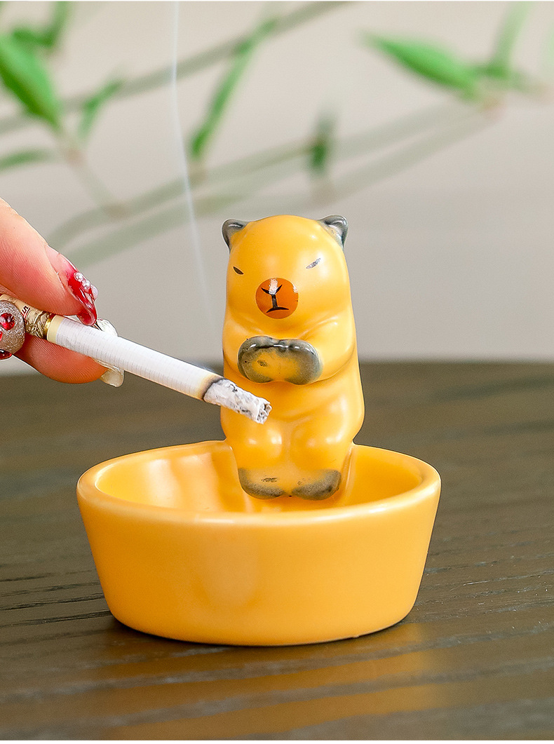 亚马逊爆款烟灰缸陶瓷家用客厅北欧风办公室茶几猫咪烟灰缸装饰品详情4