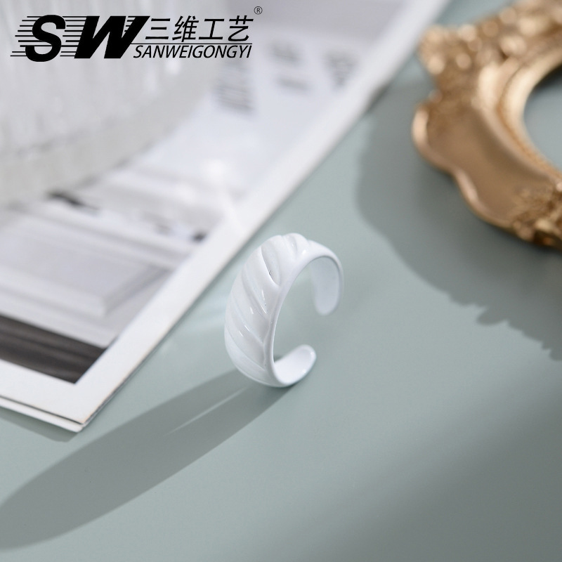 Fashionable Korean-style color spray open ring designer, niche color macaron index finger ring, elegant style jewelry wholesale pic 6